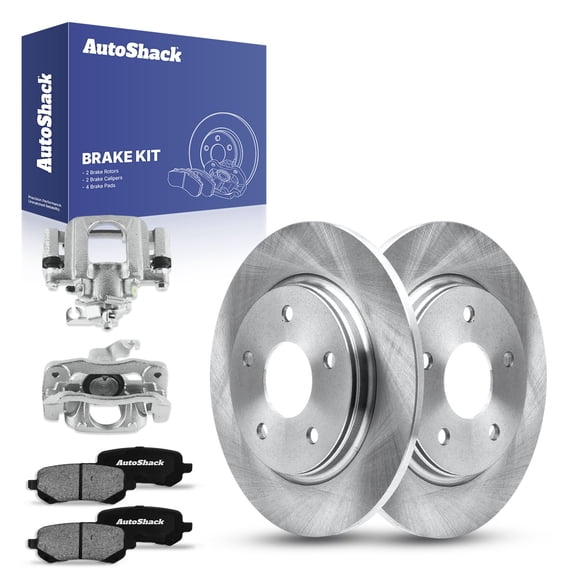 AutoShack Rear Brake Rotors Ceramic Brake Pads Calipers | Replacement for 2008-2011 Chrysler Town & Country 2008-2011 Dodge Grand Caravan 2009-2012 VW Routan 3.3L 3.6L 3.8L FWD | 8-PC Brake Kit