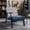 Blue, variant on HomeMiYN Mid Century Modern Accent Chair with Wooden Frame, Faux Leather Reading Armchair for Living Room, Floral Print Faux Linen Back, Blue