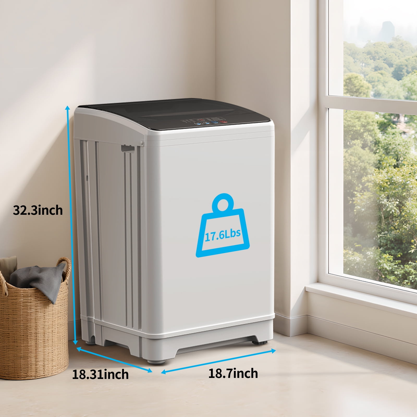 TABU Washer and Dryer Set, 17.6LBS Full Automatic Washing Machine &2.6Cu.ft Portable Dryer Combo (White)