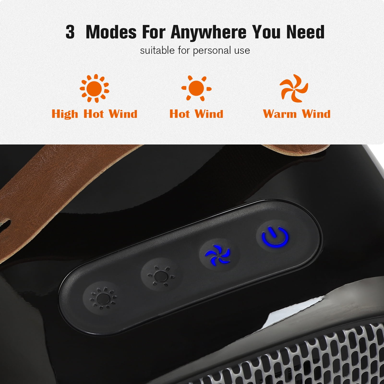 2-Set Ceramic Space Heater with Thermostat, Overheat & Tip Over Protection, Indoor Use - Clear Black