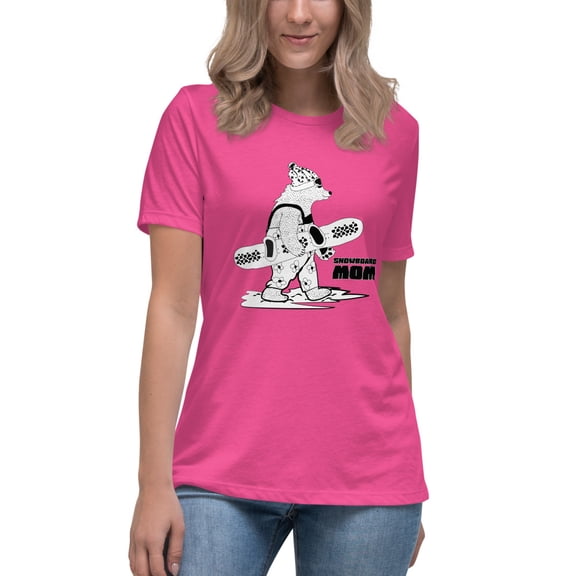 Snowboard MOM Women's Relaxed T-Shirt (Berry, S)