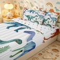 thumbnail image 3 of Erosebridal Watercolor Dinosaur Zipper Full Size Comforter Sets with Fitted Sheet and 2 Pillowcases,Tropical Palm Leaf Secondary Motif Zipper Bedding Set,Teal Ivory,4pcs,Reversible, 3 of 6