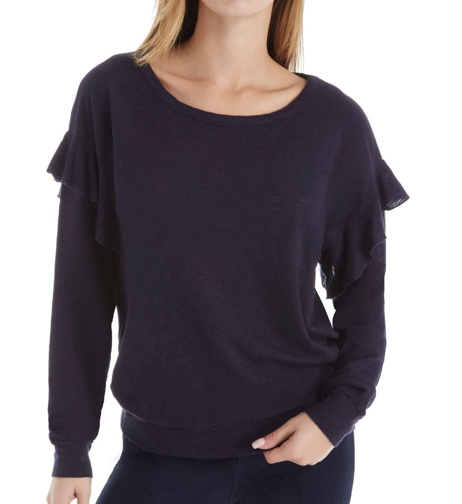 Three Dots Women's Three Dots VJ2691 Eco Knit Long Sleeve Top with
