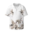 thumbnail image 5 of Daiia Japanese White Cranes Men's Linen Shirts Short Sleeve Casual Shirts Button Down Shirt for Men Beach Summer Wedding Shirt-XX-Large, 5 of 6