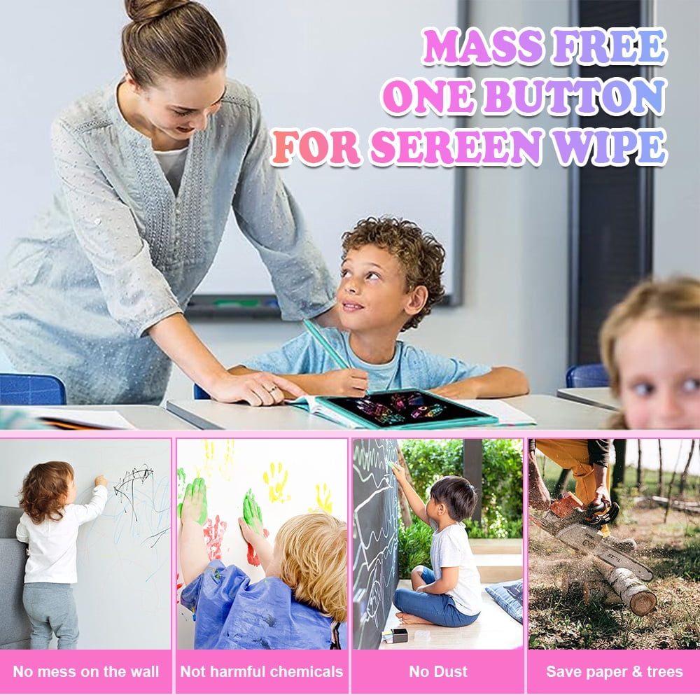 Fverey 2 Pack Colorful Toddler Drawing Pad 12inch Doodle Board Erasable Educational Toy