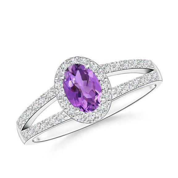 1.00 Ctw Oval Amethyst Gemstone Solitaire Accents 925 Sterling Silver Women Wedding Ring GIFT FOR HER Size US- 9