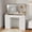 White, variant on Vanity Desk with Tempered Glass top and Mirror and Lights,11 Drawers Makeup Vanity Desk, Vanity with 3 Adjustable Lighting Modes and Magnetic 5X Magnifier for Bedroom,Pink