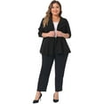 thumbnail image 3 of Blazers de talgrande pamujer, trabajo de oficina, doble solapa, botón, peplum, chaquetas Negro XL, 3 of 5