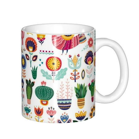 

Yiaed Alpaca Flower Print Ceramics Coffee Large Handle Design Extra Large Tea and Coffee Cup for Office and Home Mugs