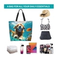 thumbnail image 6 of Pofeuu Dog Underwater Adventure Print Reusable Grocery Bags - Washable, Foldable, Packable Tote, Large Handles, Heavy Duty, Zippered Top Pouch, 6 of 8