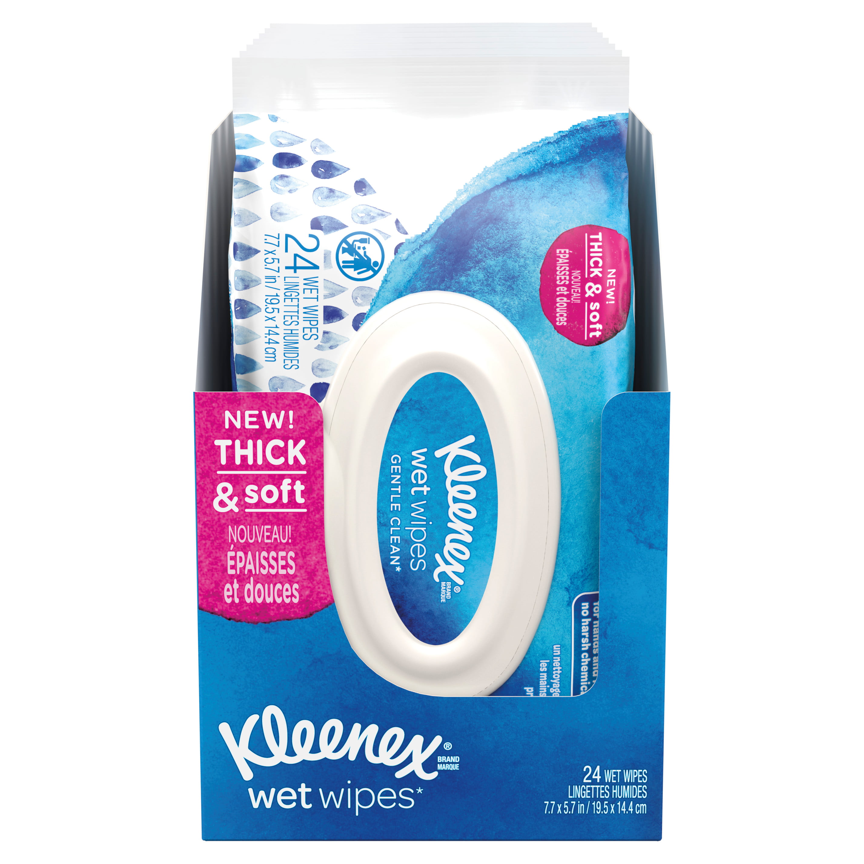 Packaging May Vary 1 Box of 300 Individually Wrapped Wipes Kleenex Wet Wipes Gentle Clean for Hands and Face