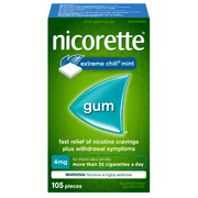 Nicorette Quit Smoking, Nicotine Gum, Extreme Chill Mint, 4mg, Value Size 105 count