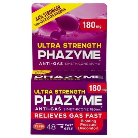 Phazyme Ultra Strength Gas and Bloating Relief, 180 mg, 48 FAST