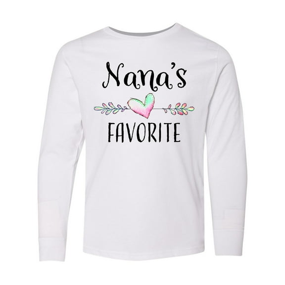 Inktastic Nana's Favorite- Heart Grandchild Long Sleeve Youth T-Shirt