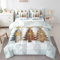 Castle Fairy Christmas Tree 7pcs Bedding Comforter Set for Teens,Lodge Cabin Queen Bedding Sets Super Cozy,Gradient Marble Queen Sheet Sets,Breathable Home Decor