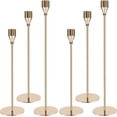 thumbnail image 1 of Juego de 6 Portavelas de Metal, Candelabros Dorados, Portavelas de Metal Cónico Dorado, Portavelas Cónicos para Velas de 3/4 Pulgadas de Grosor, Portavelas Altos para Centro de Mesa, Candle Ornaments, 1 of 7
