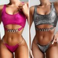 thumbnail image 1 of Neinkie Women's Bathing Suits Spaghetti Strap Leopard Print Thong Bikini Swimwear Set, 1 of 7