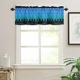 thumbnail image 3 of Blue Geometric Valances for Windows Farmhouse Kitchen Curtains Valances Rod Pocket Valance Curtains for Kitchen Windows Gradient Black Gold Mottled Comb Grid Window Valances for Bathroom 42"x12", 3 of 6