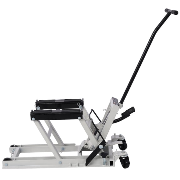 Hydraulic Motorcycle Lift Jack Foot Operated Motorcycle Lift Table with 4 Wheels 1500 LBS Capacity 4.5" - 15" Lifting Range