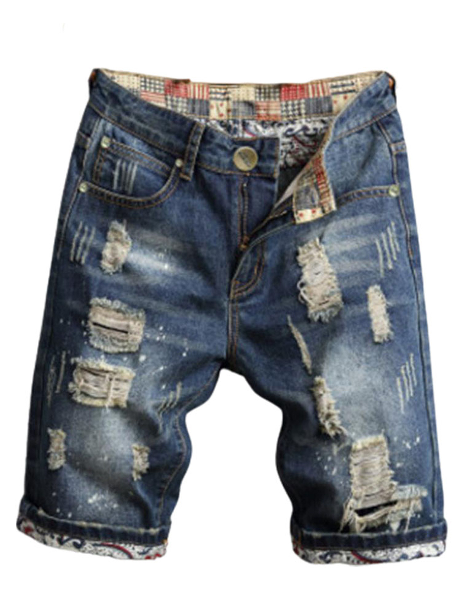 UPAIRC Mens Summer Casual Denim Shorts Ripped Half Jeans Pants