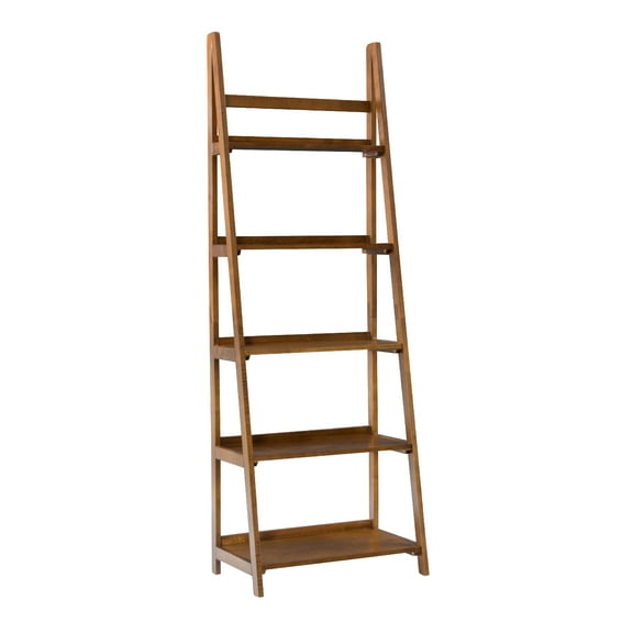 Linon Ashville 5-Shelf Ladder Bookcase, Walnut