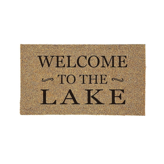 Evergreen 16 x 28 Inches Welcome to The Lake Door Mat | Non-Slip Rubber Backing | Dirt catching Natural Coir | Indoor and Outdoor Home Decor