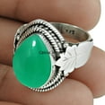thumbnail image 2 of Natural Green Onyx Gemstone Ring, Solid 925 Sterling Silver Band Ring For Women, Statement Ring, Delicate Rings, Unique Handcrafted Jewelry, 2 of 3
