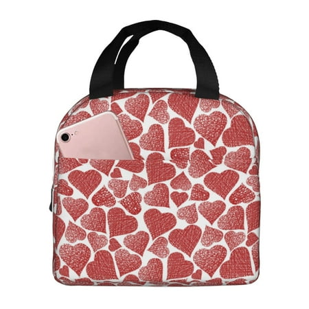 Insulated Lunch Bag for Women Men - Hearts Leakproof Cooler Lunch Box for Women Men  Lunch Tote Bags for Work School Picnic Travel