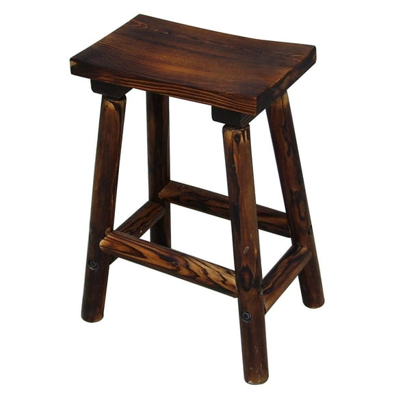 Leigh Country Char-Log Outdoor Wood Saddle Stool - Brown