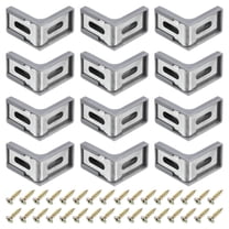 12 Pcs 90 Degree Plastic Corner Braces, 28x17.5x28mm Shelf Right Angle Brackets with Screws, Gray