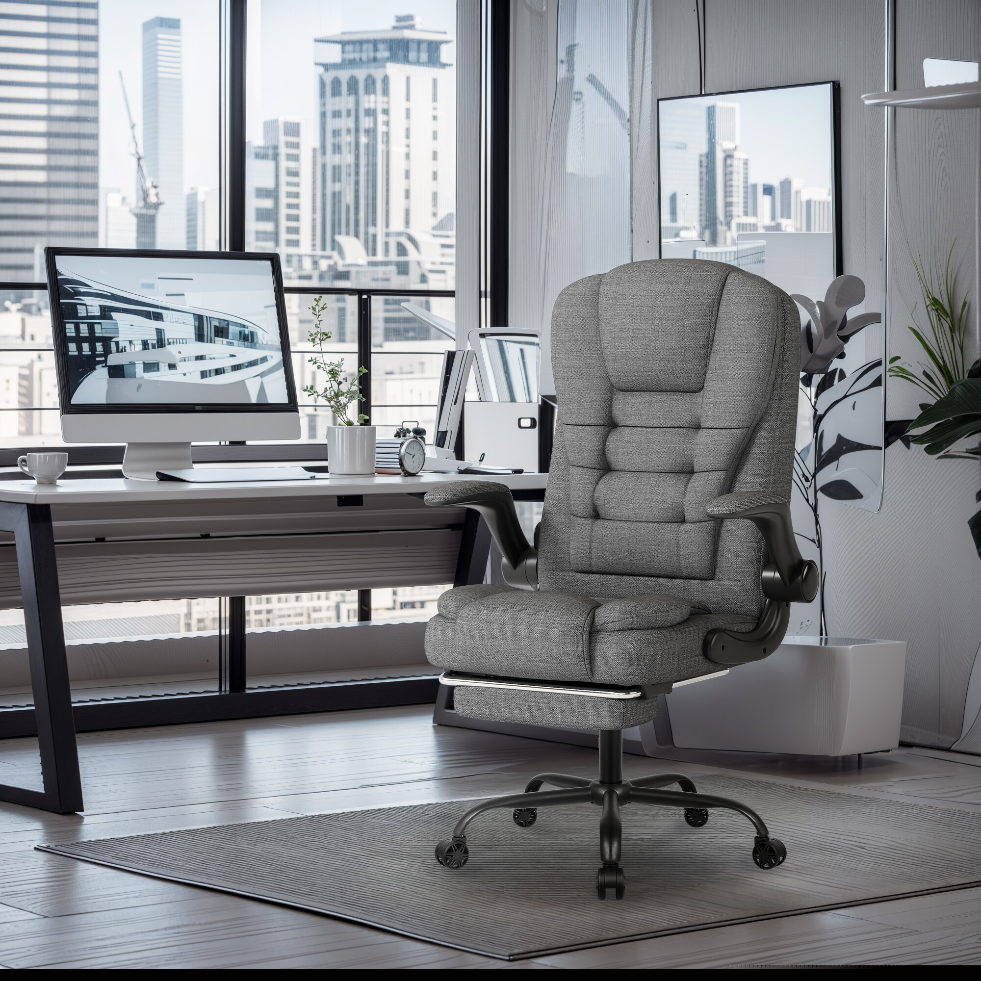 Pink, variant on Sitmod Home Adult Memory Foam High Back Office Computer Desk and Task Adjustable Armrest and Footrest Fabric Office Chair, Blue