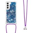 thumbnail image 3 of Long Crossbody Lanyard Clear Case for Samsung Galaxy S23+ Plus with Adjustable Neck Strap, Glitter Sparkly Bling Quicksand Phone Cover Cases for Samsung Galaxy S23 Plus Rose Gold QKG Blue, 3 of 7