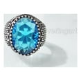 thumbnail image 3 of Blue Topaz Mens Ring, Natural Swiss Blue Topaz, November Birthstone Topaz, Silver Jewelry, 925 Silver Ring, Birthday Gift, Heavy Mens Ring, Arabic Oxidized Mans Ring, Christmas, Mens Signet Ring, 3 of 8