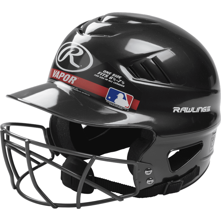 Rawlings Vapor Youth Baseball Batting Helmet with Face Guard, Black photo 1