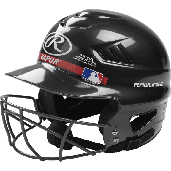 Rawlings Vapor Molded Youth Batting Helmet With Face Guard, Black
