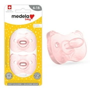Medela 6-18 Month Pacifier, Orthodontic, Daily Use, BPA Free, Clear Pink, 101042395, 2 Pack