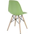 thumbnail image 3 of Chaise LexMod en Plastique Vert Clair avec Base en Bois, 3 of 3