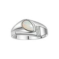 thumbnail image 1 of RYLOS Men's Rings Sterling Silver Ring - Timeless Pear Shape Cabochone Gemstone & Diamonds - Tear Drop Cabochon OPAL Rings For Men  Size 9, 1 of 6