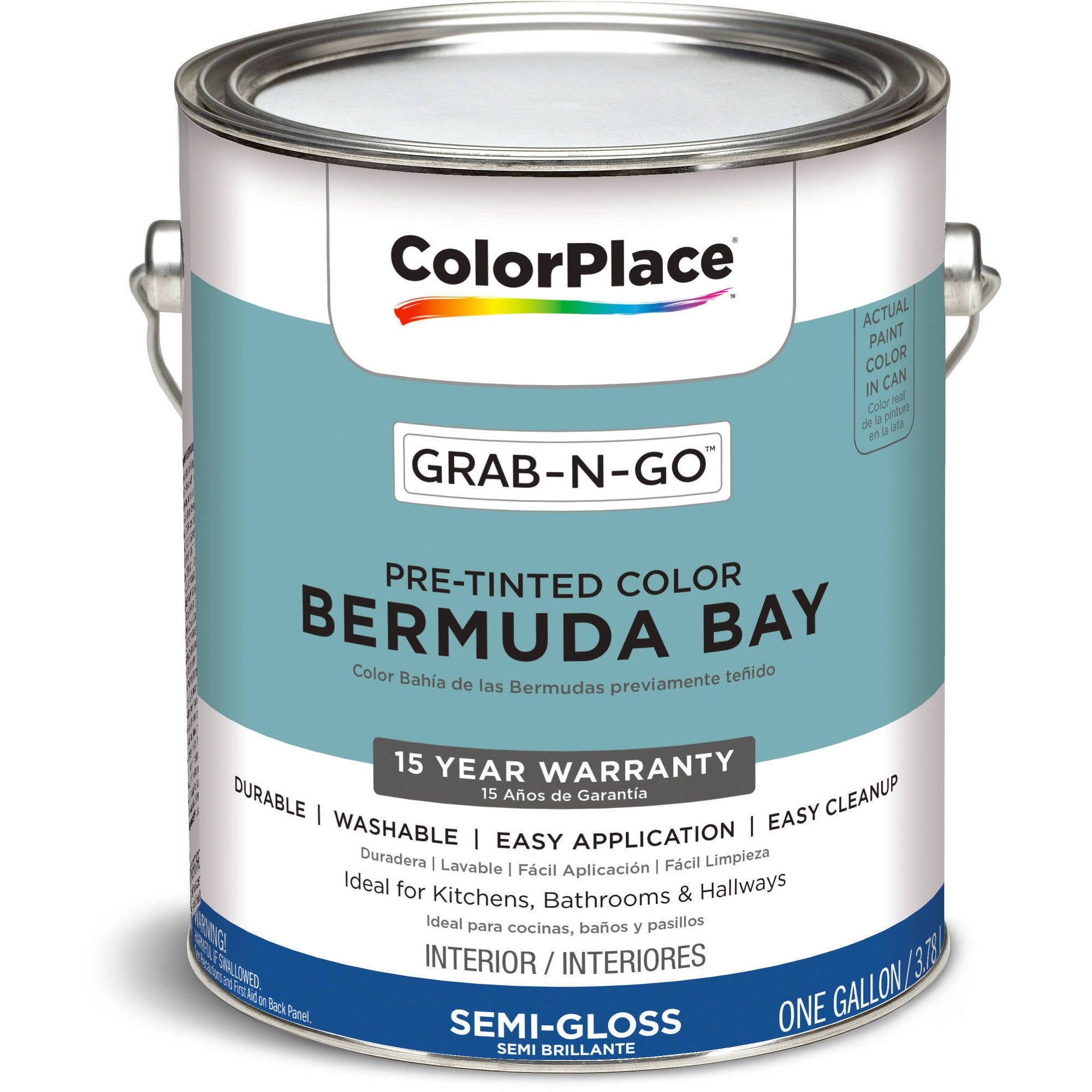 ColorPlace Grab-N-Go, Interior Paint, Semi-Gloss Finish, Bermuda Bay, 1 Gallon by Generic