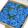 thumbnail image 2 of GoDecor Artificial Flowers Roses 25pcs Realistic Fake Roses Dark Blue, 2 of 7