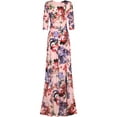 thumbnail image 2 of Bon Rosy, Women's, 3/4 Sleeve V-Neck Floral Printed Maxi Wrap Dress, Baby Pink, S, 2 of 3