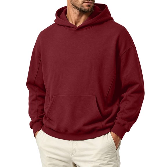 Horkkom Hoodies for Men Pullover Solid Color Sweatshirt Casual Hooded Sweatshirts with Pocket XXL, Gifts for Men