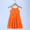 thumbnail image 6 of Fesfesfes Girls'Summer Solid Color Short Sleeve Crew Neck Elastic Waistband Dress with Pockets Casual Comfortable Cotton Blend Dress for Kids(Orange,11 Years), 6 of 9