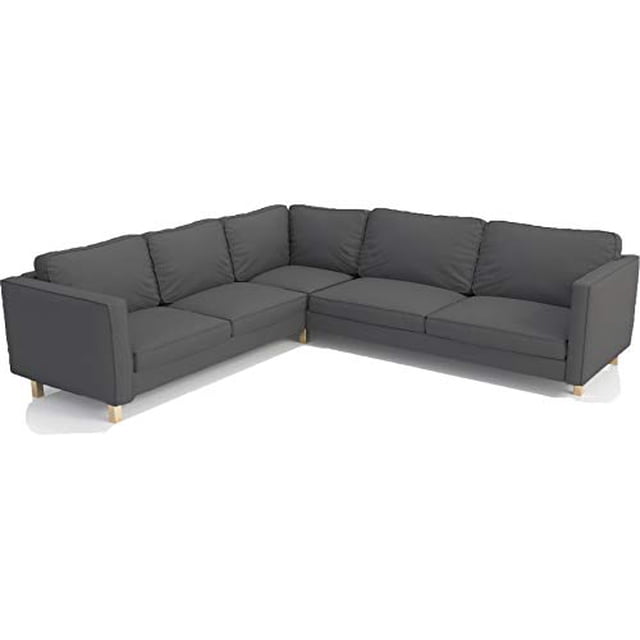 The Dense Durable Cotton Karlstad Corner Sofa Cover ( 2+3 / 3+2 ) Replacement, is Custom Made for IKEA Karlstad Sectional Slipcover Replacement (Pure Dark Gray)