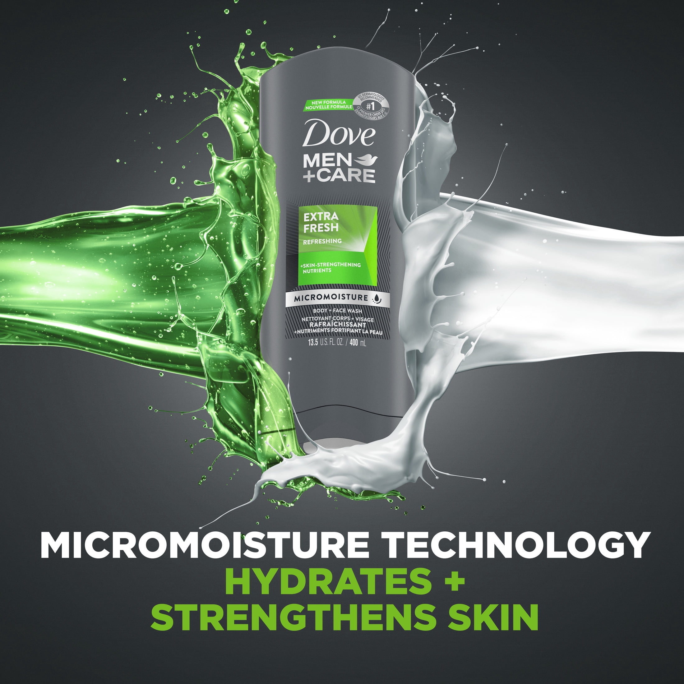 (2 pack) Dove Men+Care Body and Face Wash Body Wash for Men Refreshing Extra Fresh with 24-Hour Nourishing Micromoisture Technology ,13.5 fl oz