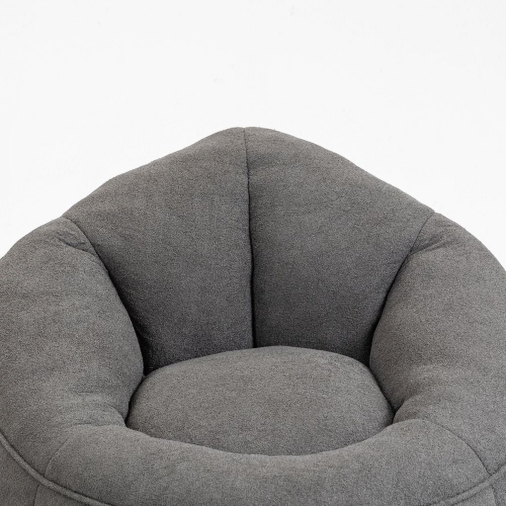 BSHTI Bedding Bean Bag Sofa Chair High Pressure Foam Bean Bag Chair Adult Material with Padded Foam Padding Compressed Bean Bag With Footrest,Gray