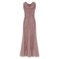 thumbnail image 3 of Uaswgudfs Sleeveless Summer Dresses 2025: V-Neck Sequin Mermaid Sundress - Lightweight Tulle Fishtail Hem for Glamorous Occasions & Beachside Elegance​ Pink XL, 3 of 5