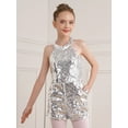 thumbnail image 4 of Mufeng Kids Girls Sleeveless Halter Sparkle Sequins Party Romper Gowns Pageant Wedding Birthday Jumpsuit Silver 14, 4 of 10
