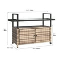 thumbnail image 5 of Dextrus Outdoor Wicker Table with Storage Cabinet, Black Glass Table Top for Patio, Poolside and Backyard (Light Brown), 5 of 5