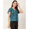 thumbnail image 3 of Moomaya Sweetheart Neck Tops For Women, Printed Short Flutter Sleeve Casual Top, 3 of 9
